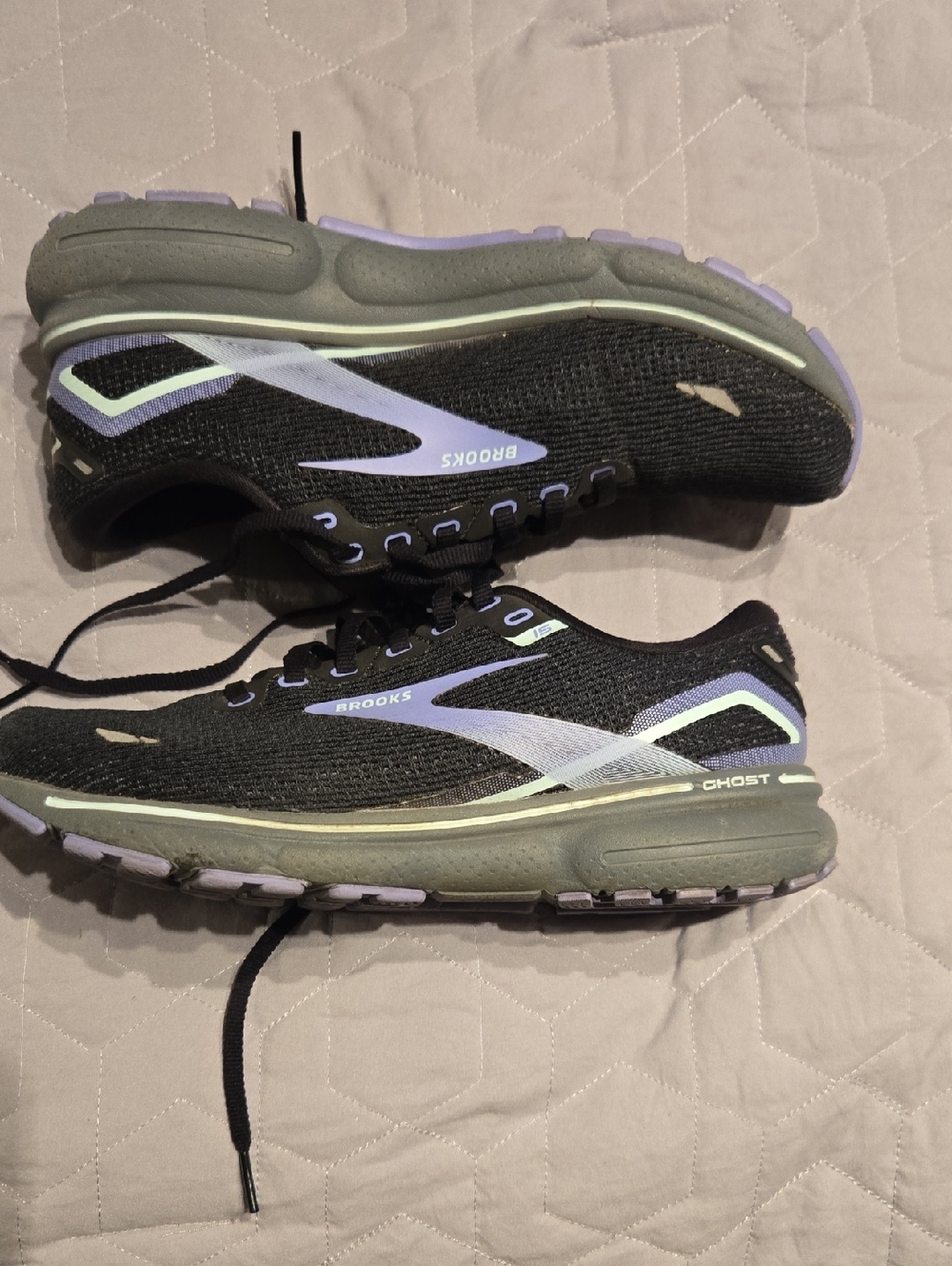 Brooks Women's Ghost 15 Running Shoes - Black with Lavender